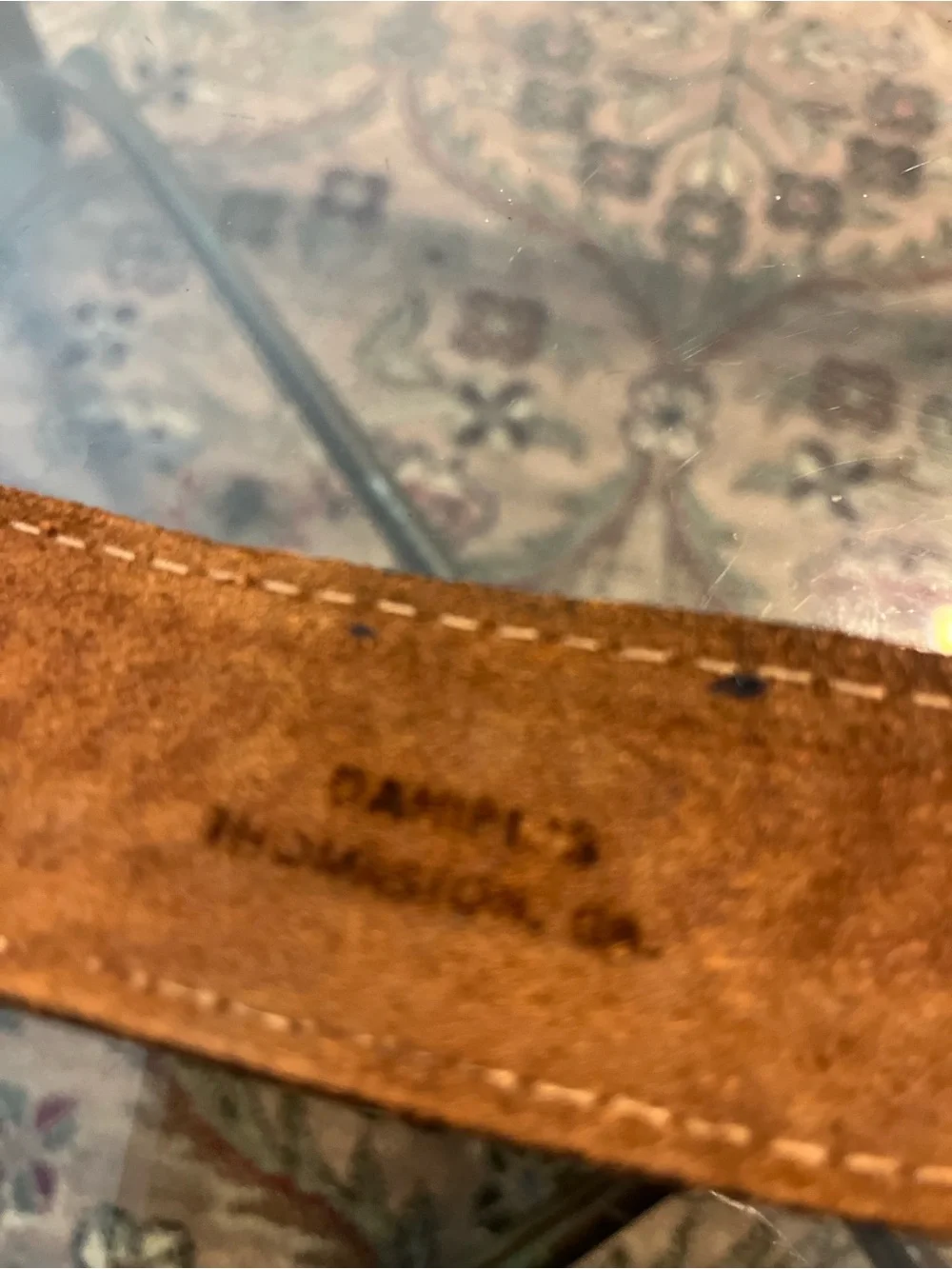 Raintree Bear Buckle Brown Tooled Leather Belt Western Rustic